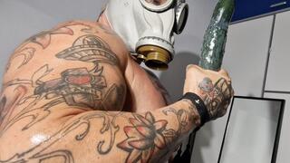 Fbb Gas mask fbb biceps huge offseason chest HAIRY belly body hair growing traps grunting high big boobs chest pecs big clit dildo fuck using fruits pussy solo female muscular woman horny time