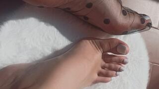 Slow Sock Tease in Black Sheer Socks – Barefoot Reveal