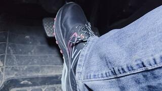 Driving in new balance hiking sneakers