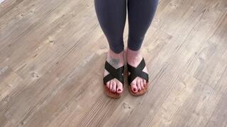 Huge Size 18! Sandals posing
