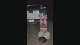 Stuck Tied to Truck Panties Exposed Atomic Wedgie
