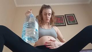 beautiful girl decided to burst like a balloon from overeating water! PART2