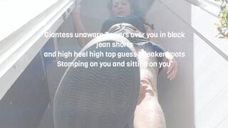 Giantess unaware Towers over you in black
