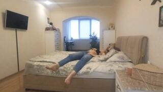 The dominant snoring of a hottie in jeans