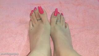 Beautiful Indian Feet With Pink Long Toenails With Silver Toe Rings