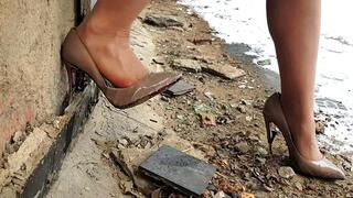 Tuna high heels full destruction, high heels wrecked, broken high heels, ruined high heels