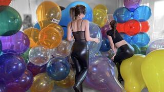 2 girls vs 110 balloons