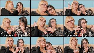 00232 # mother and daughter smokers, with cuddles and cigarettes watching tv