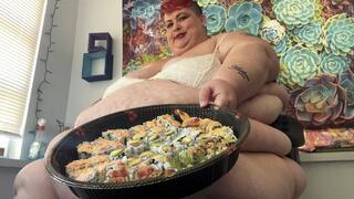Pure Gluttony: 1 Dozen Sushi Rolls & a Whole Cake for Dessert HD