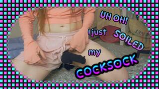 4k | Femboy cums in cocksock!