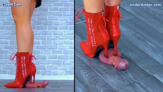 Stomping The Cum From Your Balls In My Red Stiletto Boots - Split Cam 1 - 173 - Trample Trampling CBT Ballbusting Cock Crush Crushing Heel Heels