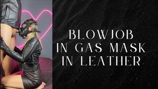 blowjob in gas mask and leather