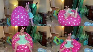 Bimbo Bunny Rosalina Upskirt Bounce To Deflation On Giant Inflatable Easter Egg