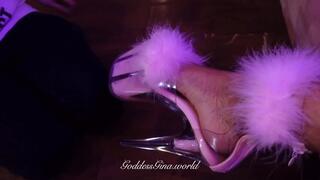 WORSHIP GODDESS GINA'S 8" FLUFFY PINK HEELS POV