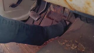 Dress shoes and socks pedal pumping