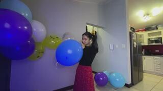 Akina blows balloons in skirt part 12