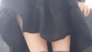 Cute goth witch shows off her sweaty feet