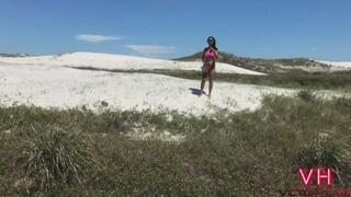 Married woman cheating on her husband on the beach