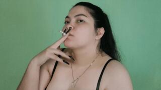 Sensual girl smoking fetish