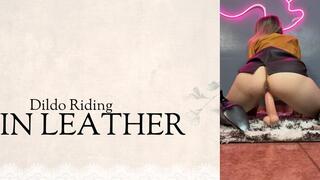 dildo riding in brown leather