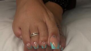 @Prettypediprin feet tease with her turquoise french tip pedi