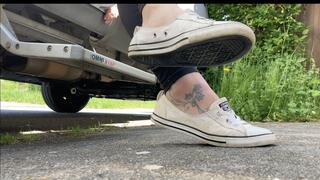 A Candid Shoeplay in Converse Ballet Sneakers - sneaker fetish and shoe fetish - Dangling in well worn used flats - 4k