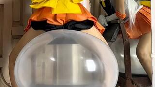 Sailor Venus softly rides two jelly balloons on chair custom LOONERKITTYROLL