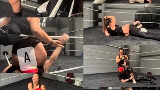 Giantess dominates skinny man with face sitting, ass smothers, body scissors, head scissors