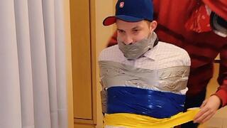 Tonny taped up at the chair!