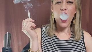 Smoking Long All White Cigarette And Talking To You