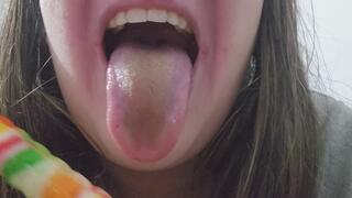 Tongue Play on Lollipop