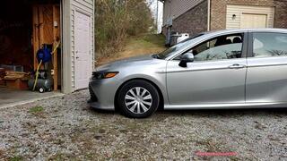 Vivian Ireene Pierce Loading Up Car with Stuff Denim Shorts & Vintage Tan Leather Cowgirl Boots