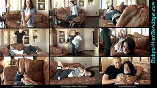 Babysitter Julia Faire Tied Up, OTM Gagged & Hopping then Step-Dad Arrives to Get Her Hogtied Topless! (MP4) #BABYSITTERBONDAGE #DID #HOGTIED #GAGTALK