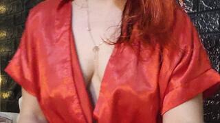 A Marlboro red, in red robe and wet red hair - Night smoking