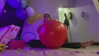 Akina pumps yoga ball and blow up beach balls