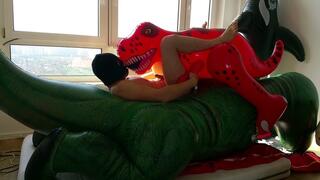 Inflatable T-rex double fun