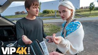 Blonde babe was so sad so Hunter offered her fun and she loved to ride his big dick