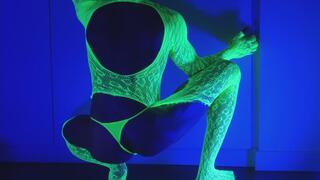 Artistics sensual muscle fun in UV light with dildos and vibrator