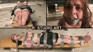 Foxy Captured at the Construction Site - Tight Breast Bondage and Dirty Barefoot Bastinado (FULL HD MP4)
