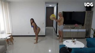 Jana And Male Play In Naughty Way With Beach Ball
