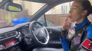 Smoking 2 cigarettes in my car wearing all leather