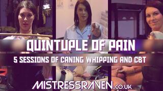 [1011] Quintuple of Pain 5 Sessions Caning Whipping CBT