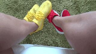 Victoria AND Lory wiggling toes in skinny sneakers 3TW