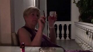 Mistresses Teasing Balcony Cigar POV at Dusk