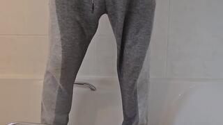 TARMACADAD - Pee wetting grey sweatpants masturbate