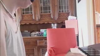 The Silent Pianist: bunny ballgaged while practicing piano