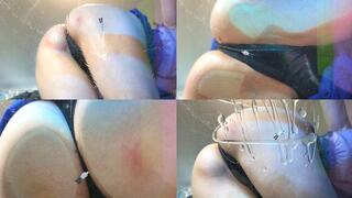 Oily ass cuddles a tiny guy