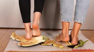 Barefoot Eggplant Crush - Food Squish - HD MP4