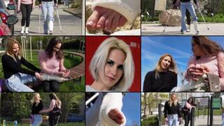 Anydouxxx SLWC with Heel Bar a Gimp Through the Park with Foot Play