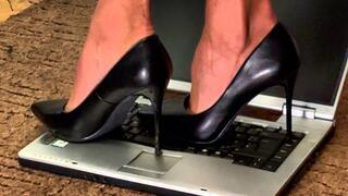 Nastya trample and crush and buttcrush laptop (high heels and barefoot and sneakers) + spitting